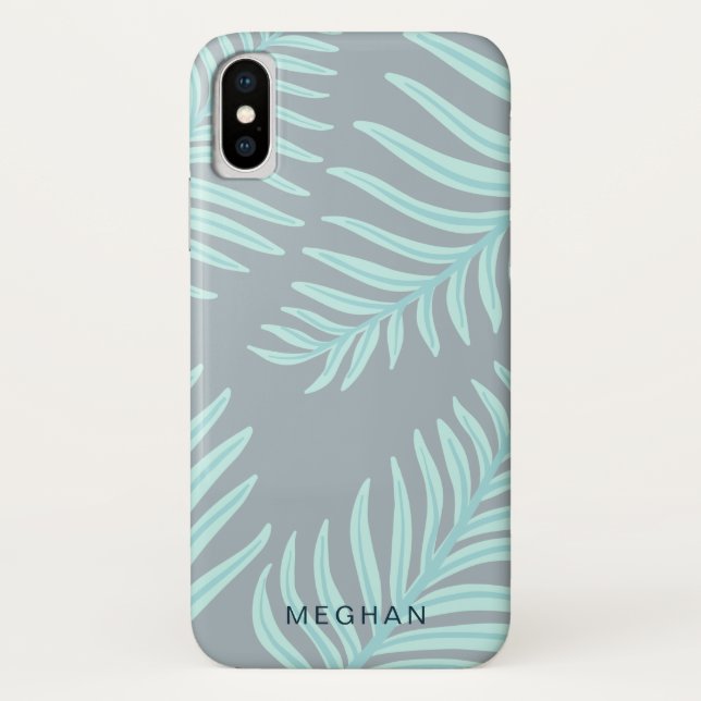 Coques Case-Mate iPhone monogramme de feuillage pastel tropical (Dos)