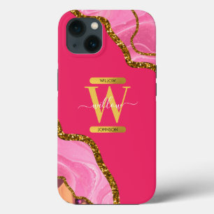 Case-Mate iPhone Case Monogramme de géode rose et or