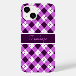 Coque Pour iPhone 14 Monogramme de Jacquard pourpre