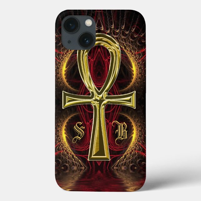 Coques Case-Mate iPhone Monogramme de la déesse d'or d'Ankh (Verso)