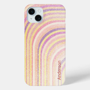 Coque iPhone 15 Mini Monogramme de ligne rétro élégant moderne