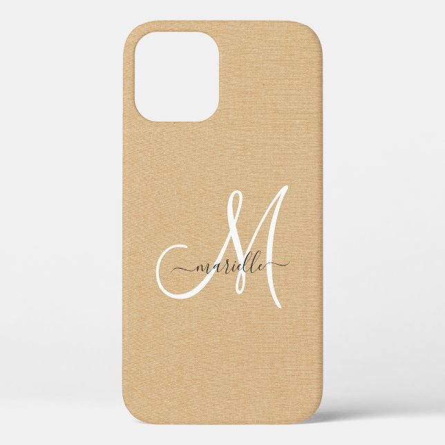 Coques Case-Mate iPhone Monogramme de lin de paille légère (Verso)