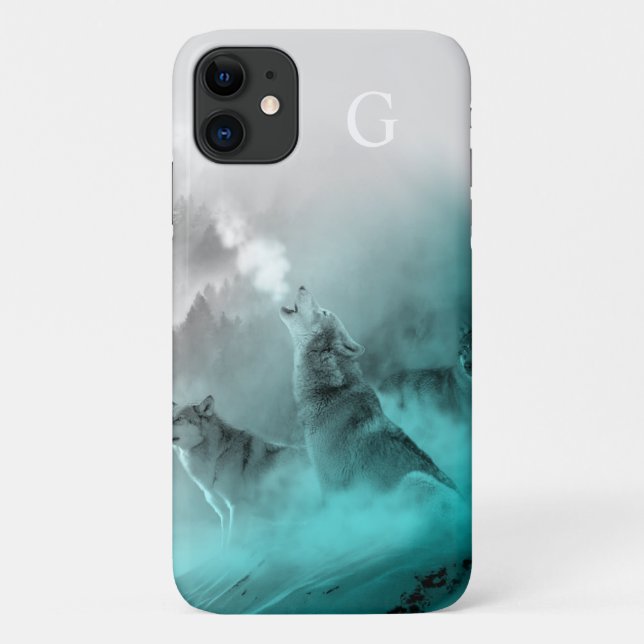 Coques Case-Mate iPhone Monogramme de loup d'hiver (Dos)