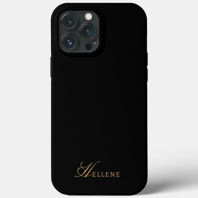 Coques Case-Mate iPhone Monogramme de luxe Black & Gold Chic Script (Verso)