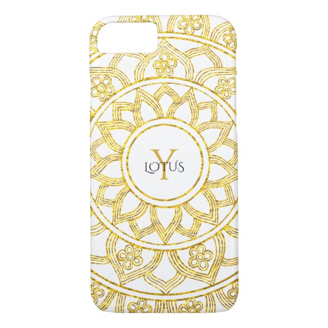 Coques Case-Mate iPhone Monogramme de Mandala Floral de Lotus (Dos)