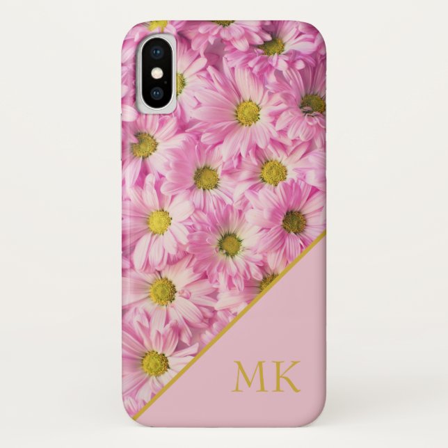 Coques Case-Mate iPhone Monogramme de marguerite rose (Dos)