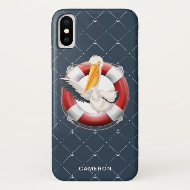 Coques Case-Mate iPhone Monogramme de marine marine marine pélicane (Dos)