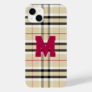 Coque Pour iPhone 14 Plus Monogramme de mode préppie beige personnalisé