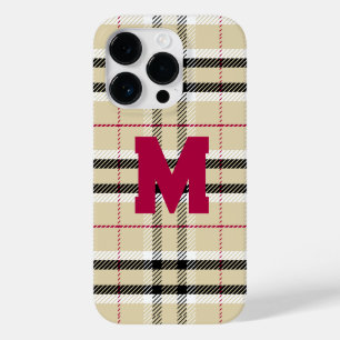 Coque Pour iPhone 14 Pro Monogramme de mode préppie beige personnalisé