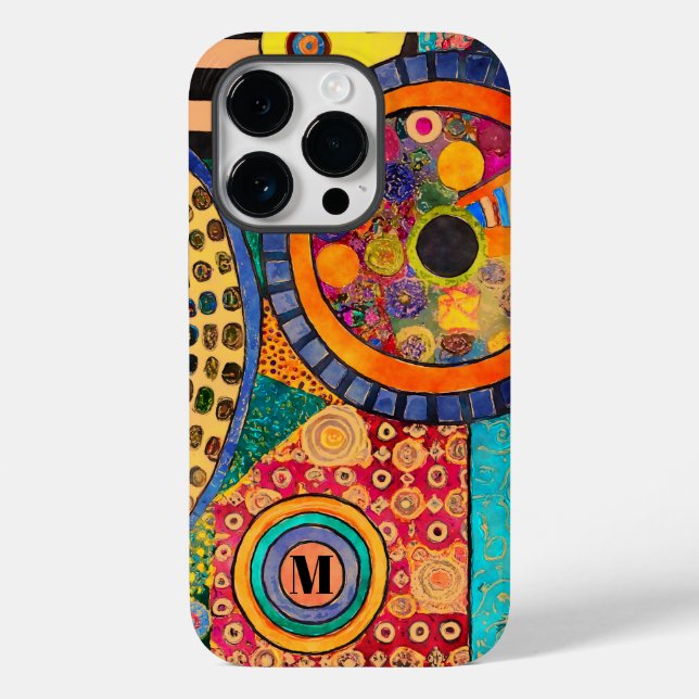 Coques Case-Mate iPhone Monogramme de Motif de Patchwork Abstrait moderne (Verso)