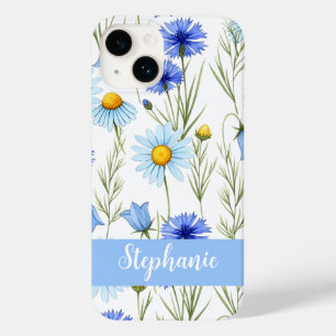 Coque Pour iPhone 14 Monogramme de nom de fleur sauvage à l'aquarelle b