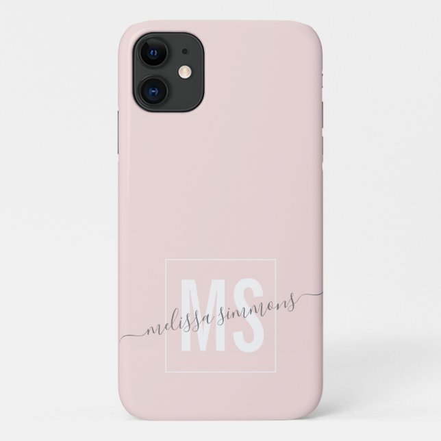 Coques Case-Mate iPhone monogramme de nom de script moderne (Dos)