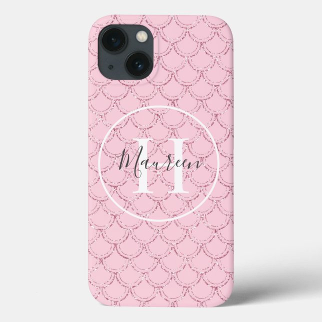 Coques Case-Mate iPhone Monogramme de nom initial tendance écailles de sir (Verso)