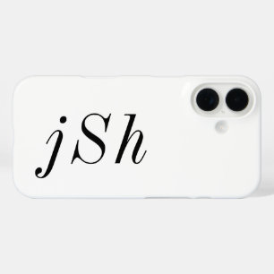 Coques iPhone 16 Monogramme de nom noir et blanc moderne