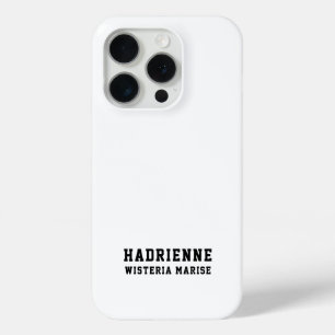 Coque iPhone 15 Pro Monogramme de nom noir et blanc moderne