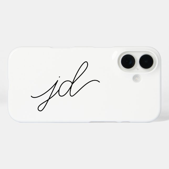 Coques Case-Mate iPhone Monogramme de nom noir et blanc moderne (Verso (horizontal))