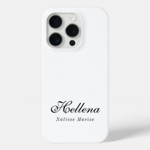 Coque iPhone 15 Pro Monogramme de nom noir et blanc moderne