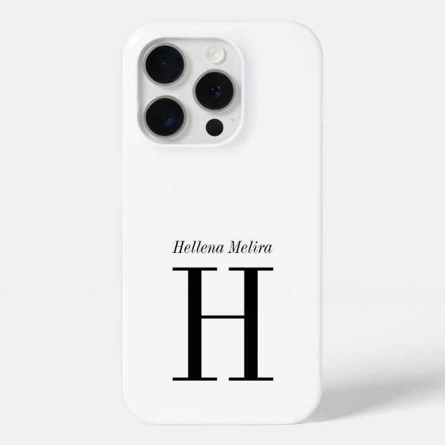 Coques Case-Mate iPhone Monogramme de nom noir et blanc moderne (Verso)
