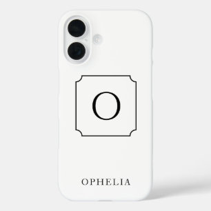 Coques iPhone 16 Monogramme de nom personnalisé élégant