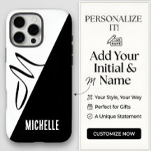 Monogramme de nom personnalisé moderne et divisé n