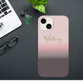 Coque Pour iPhone 14 Monogramme de nom personnalisé moderne rose