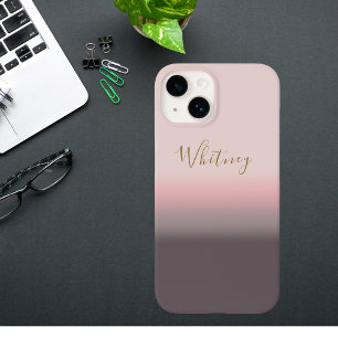 Coque Pour iPhone 14 Monogramme de nom personnalisé moderne rose