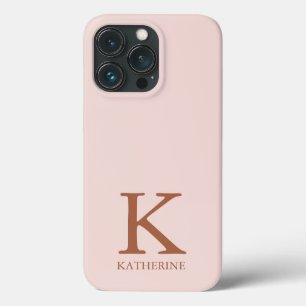 Case-Mate iPhone Case Monogramme de nom serif féminin rose poudré élégan