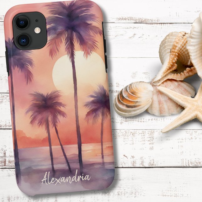 Coques Case-Mate iPhone Monogramme de palmes tropicaux (Créateur téléchargé)