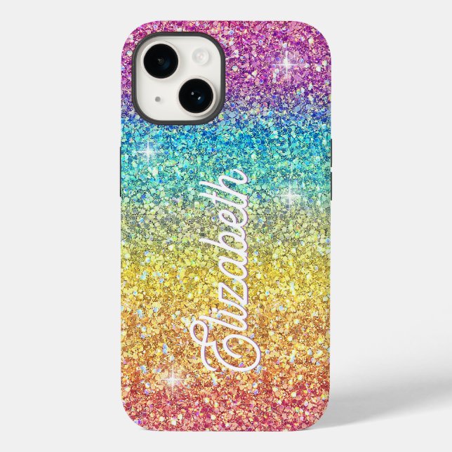 Coques Case-Mate iPhone Monogramme de Parties scintillant arc-en-ciel Whim (Verso)