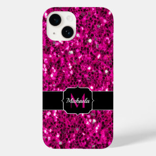Coque Pour iPhone 14 Monogramme de parties scintillant étincelante rose