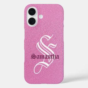 Coques iPhone 16 Monogramme de Parties scintillant rose personnalis