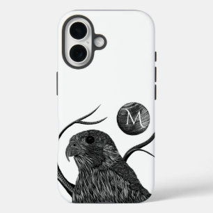 Coques iPhone 16 Monogramme de Pleine lune de faucon