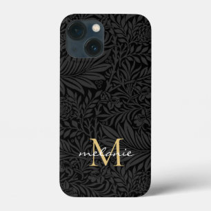 Case-Mate iPhone Case Monogramme de script floral noir élégant or