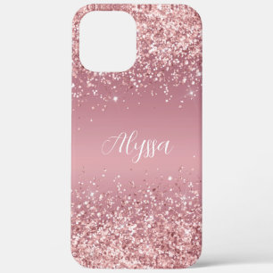 Case-Mate iPhone Case Monogramme de script pailleté or rose