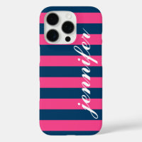 Monogramme de script personnalisé Hot Pink et Navy