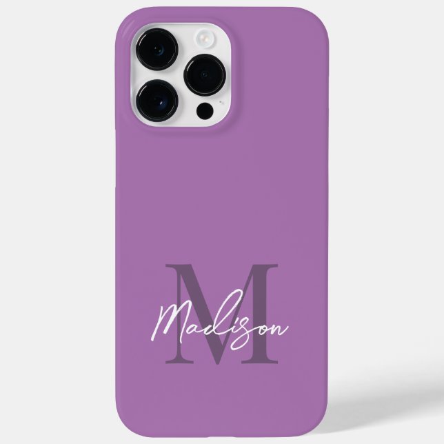 Coques Case-Mate iPhone Monogramme de script violet de lavande élégant mod (Verso)