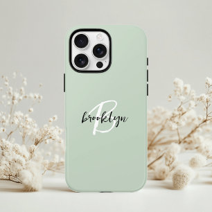 Case-Mate iPhone Case Monogramme de style vert sauge noir et blanc