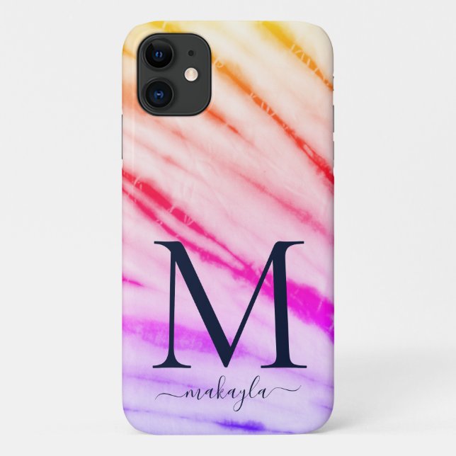 Coques Case-Mate iPhone Monogramme de teinture arc-en-ciel  (Dos)