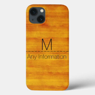 iPhone 13 Case Monogramme de texture de grain de bois #3