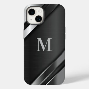 Coque Pour iPhone 14 Monogramme de texture métallique
