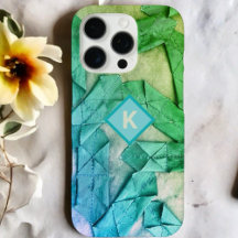Monogramme dégradé vert turquoise bleu foncé abstr