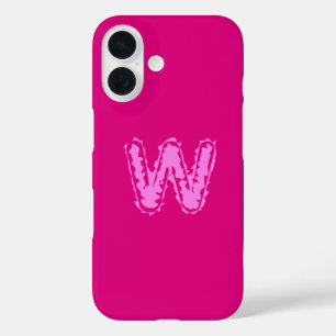Coques iPhone 16 Monogramme déplaisant rose sur rose