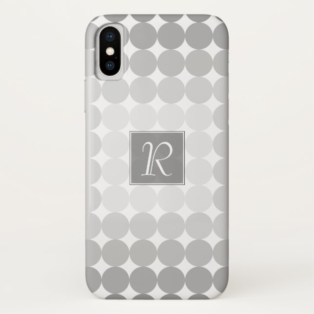 Coques Case-Mate iPhone Monogramme des cercles gris modernes (Dos)