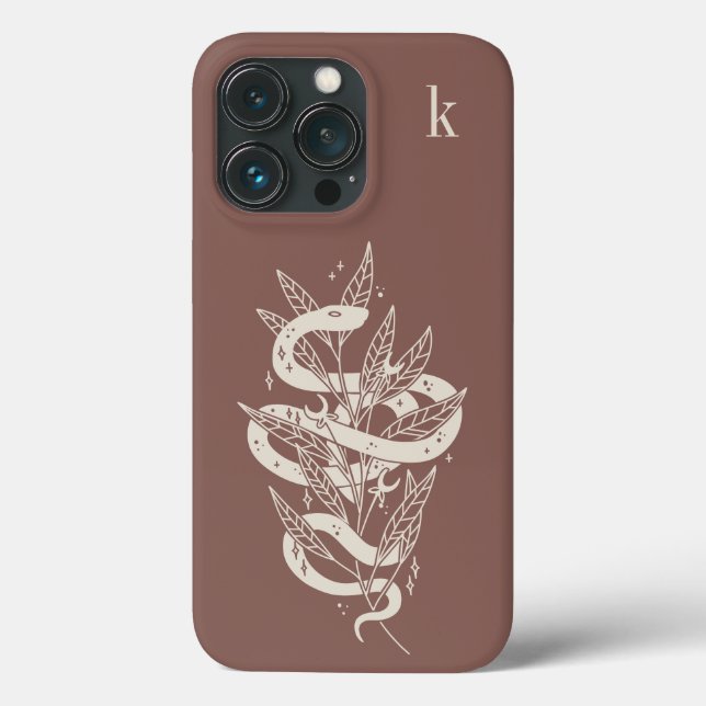 Coques Case-Mate iPhone Monogramme d'illustration de serpent botanique mys (Verso)