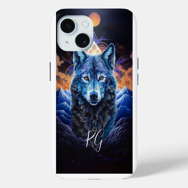 Coques Case-Mate iPhone Monogramme d'Imaginaire Visionnaire de loup mystiq (Verso)