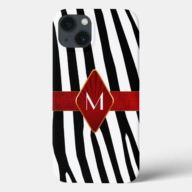 Coques Case-Mate iPhone Monogramme d'impression Zebra élégant (Verso)