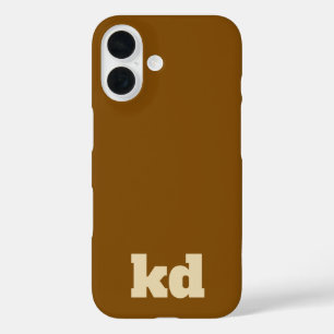 Coques iPhone 16 monogramme d'initiales marron & beige 