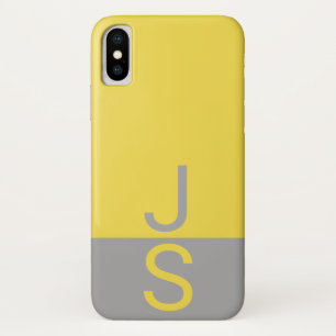 Case-Mate iPhone Case Monogramme d'initiales modernes jaune et gris