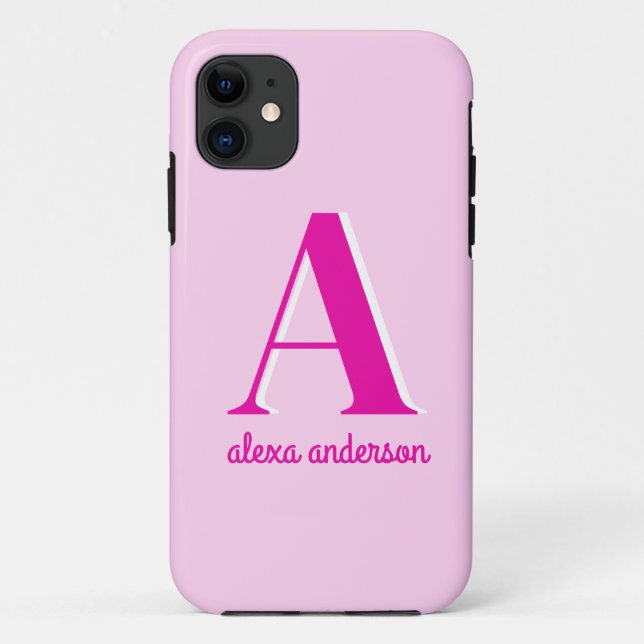 Coques Case-Mate iPhone Monogramme Dolly Rétro Rose chaud (Dos)