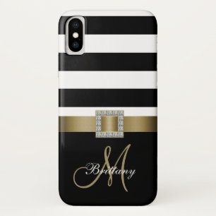 Coque Case-Mate Pour iPhone Monogramme d'or Gras noir personnalisé